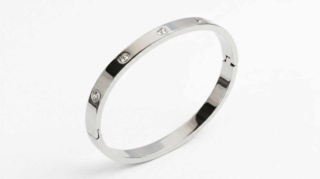 Silver Crystal Bangle