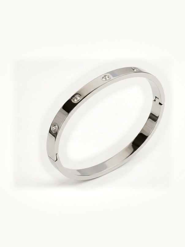 Silver Crystal Bangle