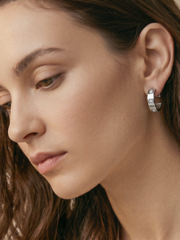 Silver Crystal Line Studs