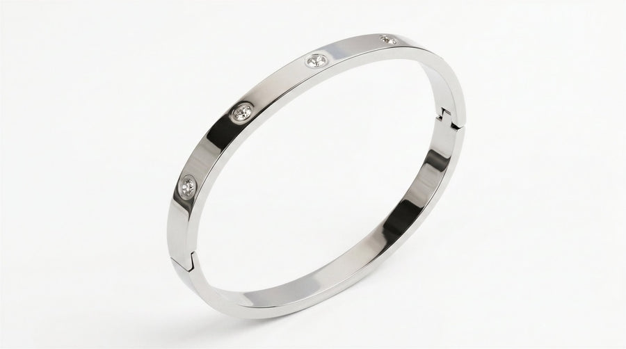 Silver Crystal Bangle