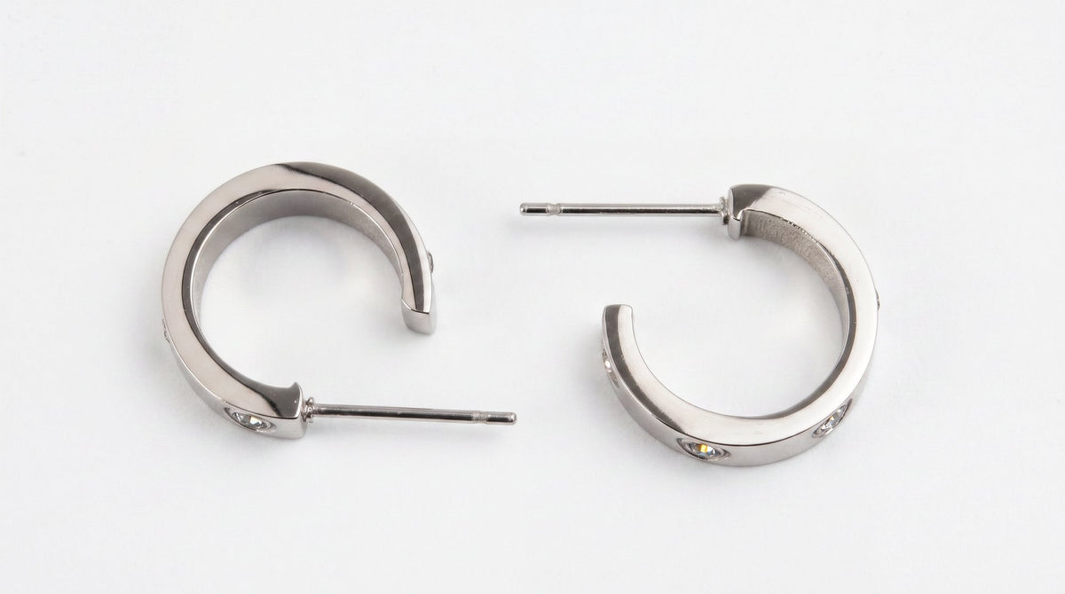 Silver Crystal Line Studs