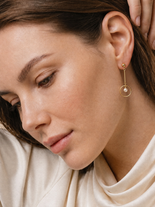 Pearl Drop Chain Earrings