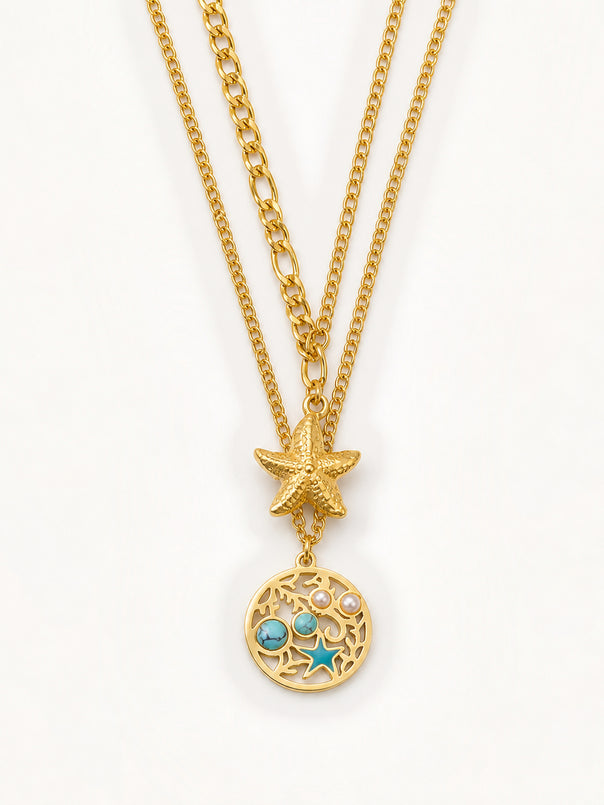 Starfish Pearl Layered Necklace
