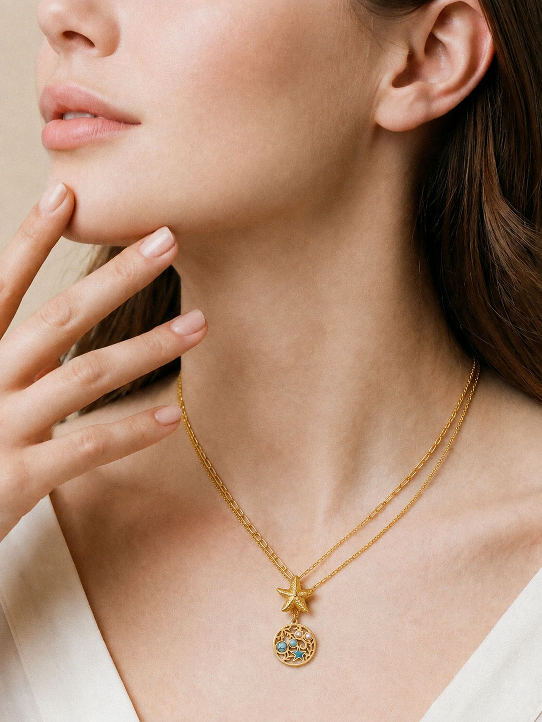 Starfish Pearl Layered Necklace
