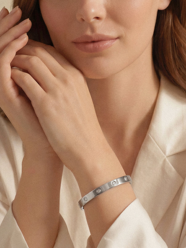 Silver Crystal Bangle