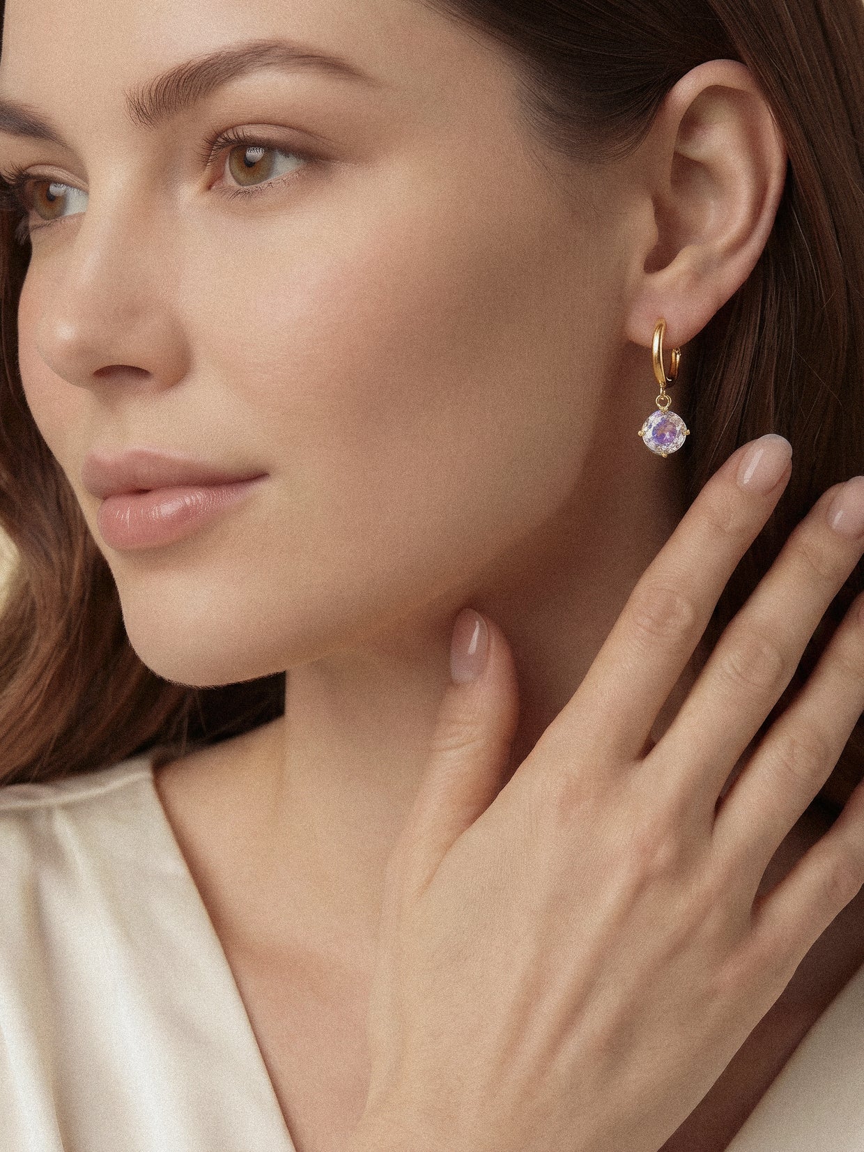 Slim Crystal Hoops